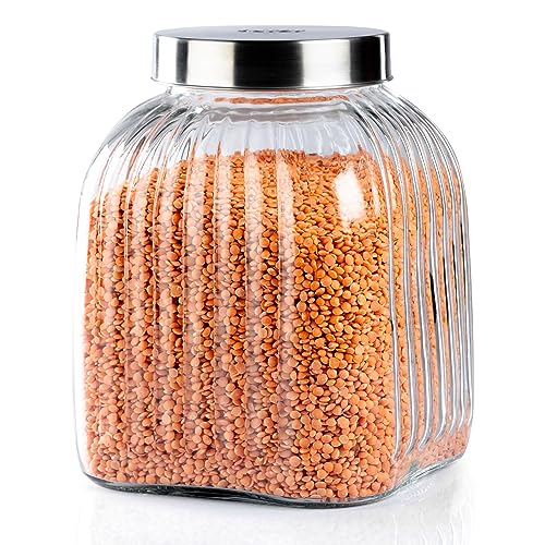 AGARO Elegant Glass Jar 3500 ml, Steel Lid, Storage Glass Container, Transparent, Kitchen Organiser, Multipurpose Jar - Image 1