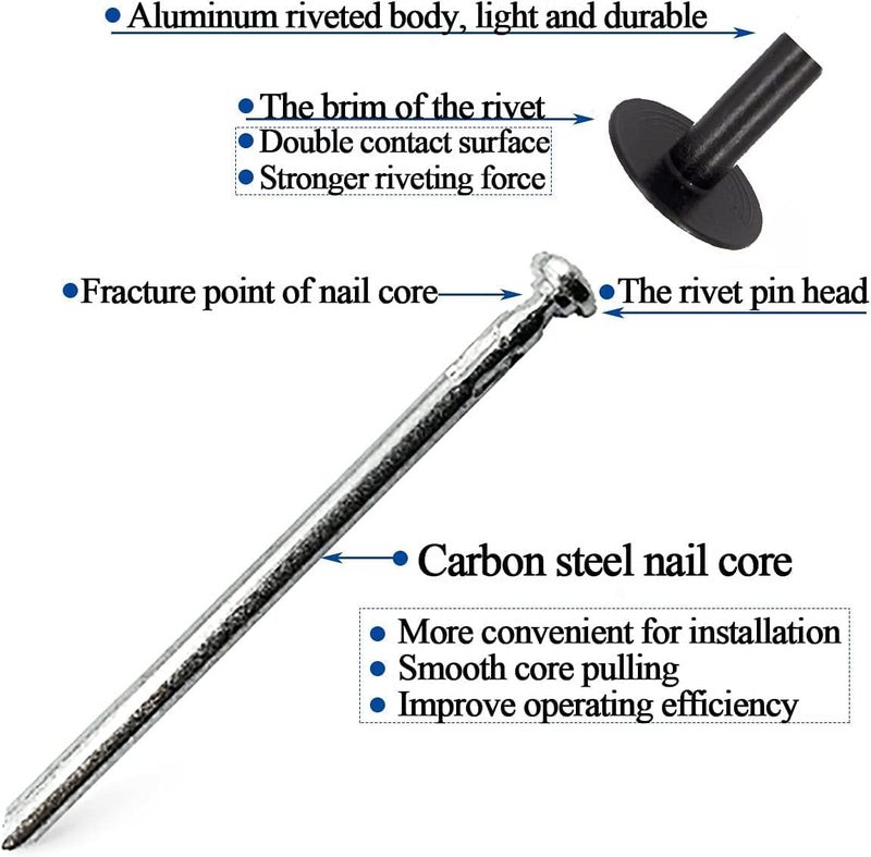 ALLOYPRO 50pcs Black Large flange blind rivets, Aluminum,Flange Diameter 5/8" (16 mm),Pop Rivets Assortment Kit Blind Rivet,3/16" x 1" Inch,grip range(15-20mm) - Image 4
