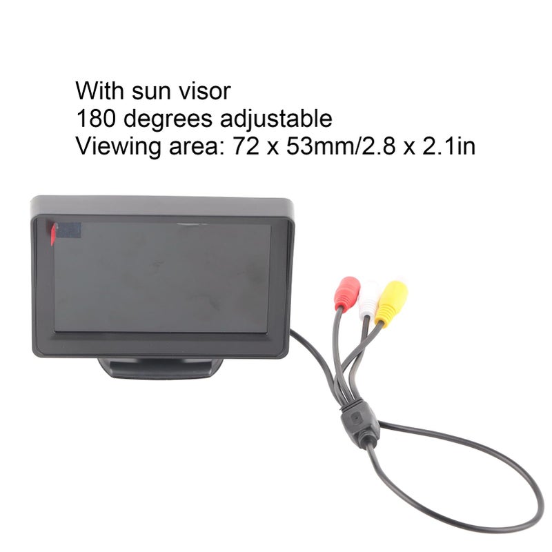 4 3 بوصة شاشة LCD عرض كاميرا الرؤية الخلفية للسيارة SUV فان شاحنة أسود - Image 3