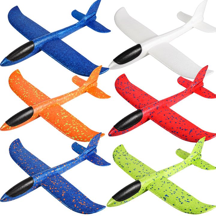6Pack Airplane Toys 175 Large Throwing Foam Plane 2 Flight Modes Outdoor Sports Birthday Party Favors Gifts for 37 Year Olds - Image 1