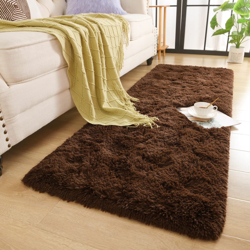 Chicrug Soft Runner Rug for Bedroom Living Room Plush Fluffy Rug 2x6 Feet, Shag Furry Runner Rug Carpet Non Shedding for Nursery Children Kids Girls Room Home Decorative, Brown - Image 5