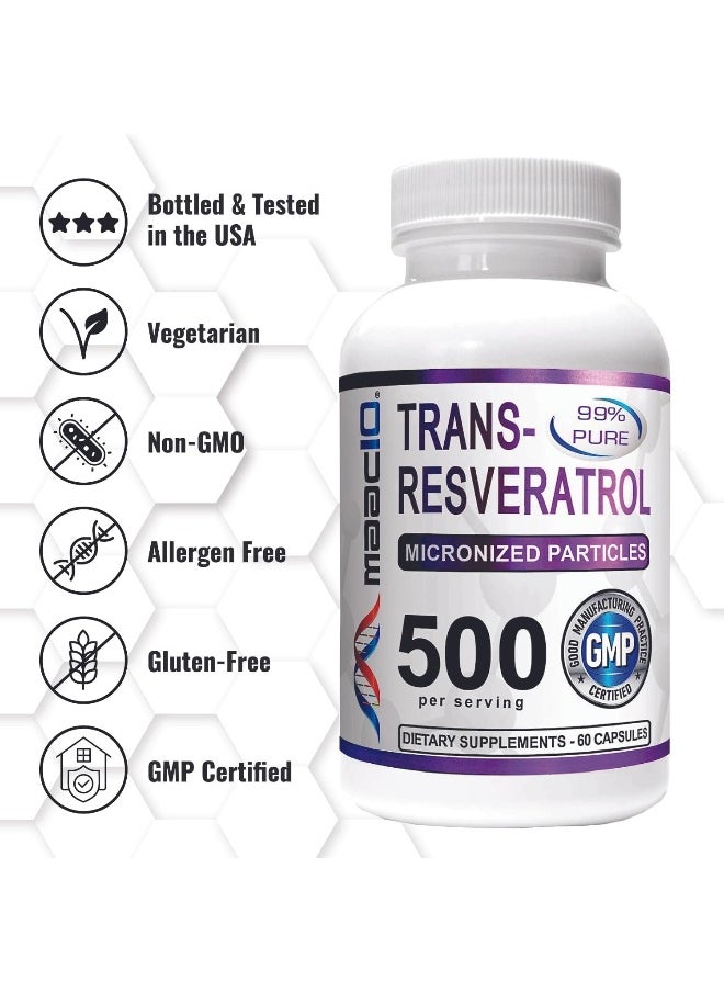 MAAC10 Formulas MAAC10 Formulas 99% Pure Trans Resveratrol 500mg (Micronized Resveratrol, 60 Count 250mg Capsules, 2 per Serving) Sirtuin Activator & NAD Boosting Supplement  - Image 5