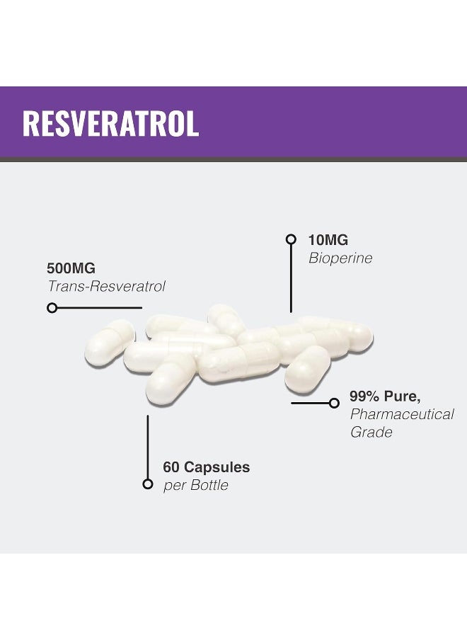 MAAC10 Formulas MAAC10 Formulas 99% Pure Trans Resveratrol 500mg (Micronized Resveratrol, 60 Count 250mg Capsules, 2 per Serving) Sirtuin Activator & NAD Boosting Supplement  - Image 3