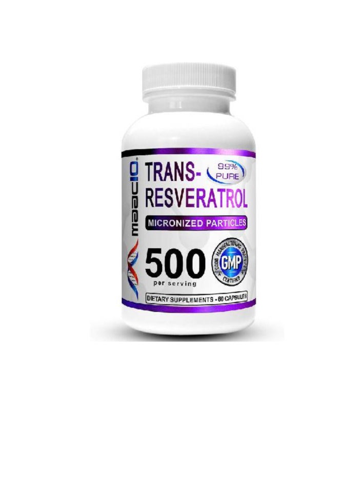 MAAC10 Formulas MAAC10 Formulas 99% Pure Trans Resveratrol 500mg (Micronized Resveratrol, 60 Count 250mg Capsules, 2 per Serving) Sirtuin Activator & NAD Boosting Supplement  - Image 1