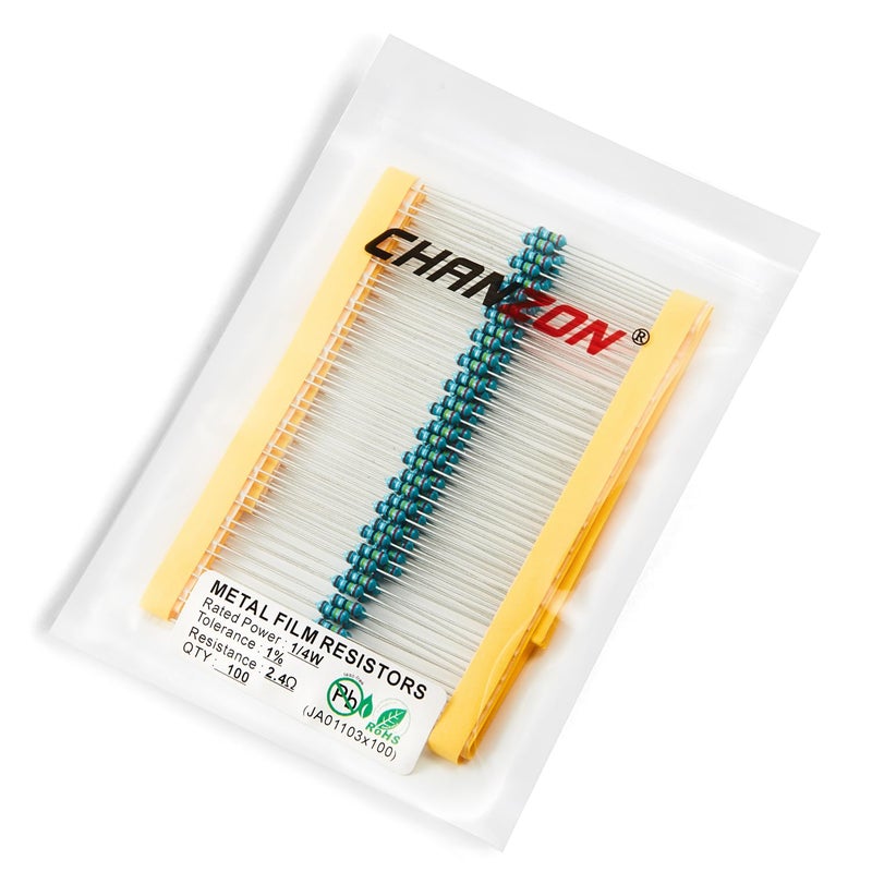 CHANZON 100pcs 1/4W (0.25W)2.4Ω ohm Metal Film Fixed Resistor 0.01 ±1% Tolerance 2.4 R MF Through Hole Resistors Current Limiting Rohs Certificated - Image 4