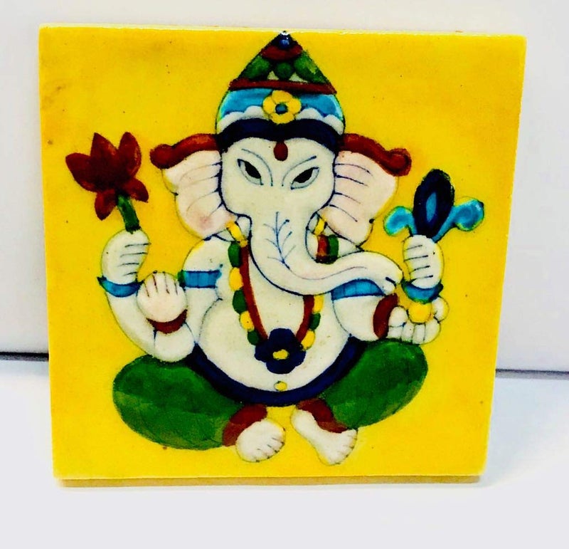 RV CRAFTS Blue Pottery Ceramic Decorative Wall Hanging Handmade Tile 4 inch ambozing3 Tiles