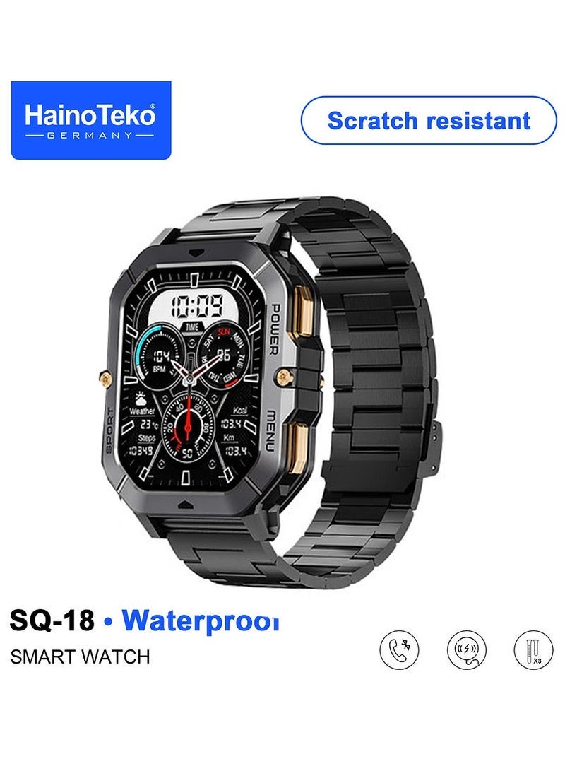 Haino Teko Haino Teko SQ-18 Waterproof Smartwatch With Scratch-Resistant AMOLED Display  3 Interchangeable Straps and Charging Cable Designed for Men Black - Image 2