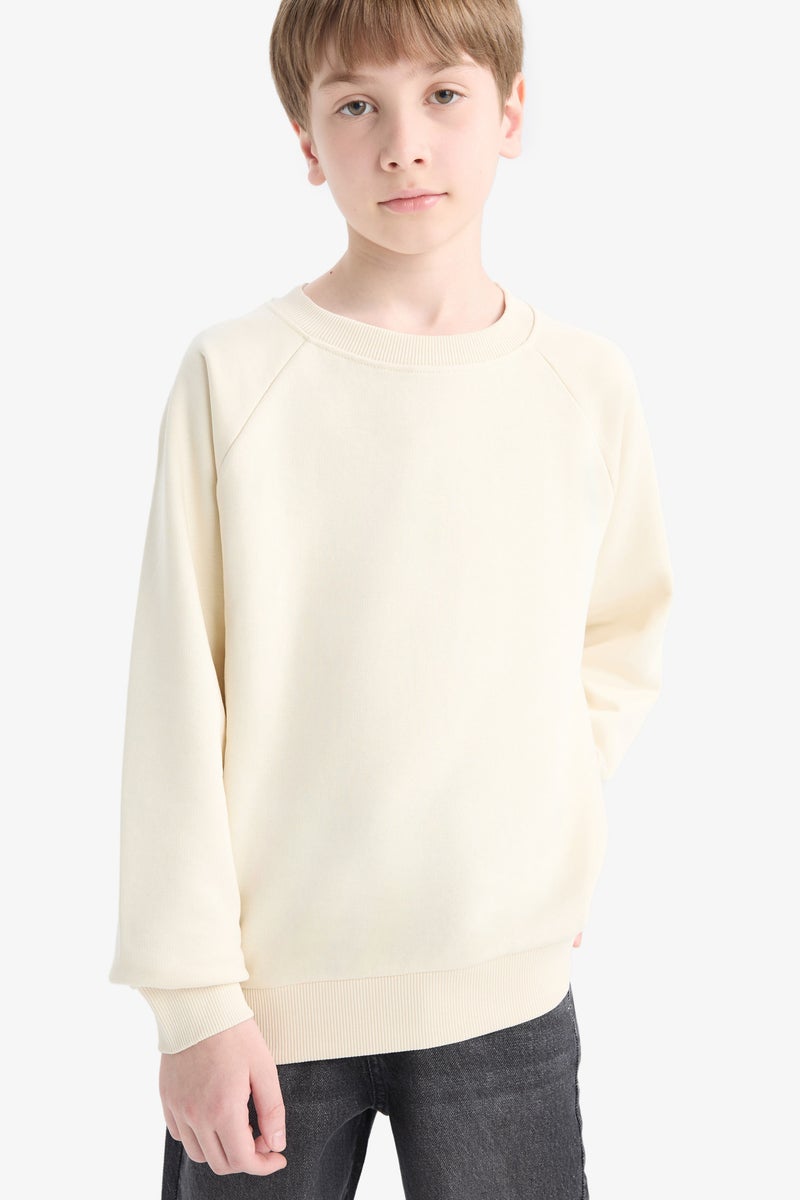 DeFacto Beige Boy Boy Basic Crew Neck Sweatshirt Casual - Image 1