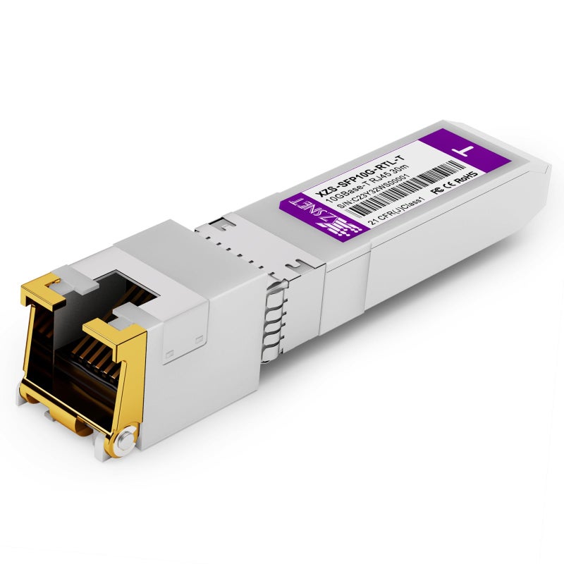 XZSNET 10GBASE-T SFP+ to RJ45 Transceiver, 1/2.5/5/10G Multi-Rate Copper SFP+ to Ethernet Module for Cisco SFP-10G-T-S, Ubiquiti UniFi UF-RJ45-10G, Mikrotik S+RJ10, Meraki , Netgear, D-Link and More, 1 Pack - Image 1