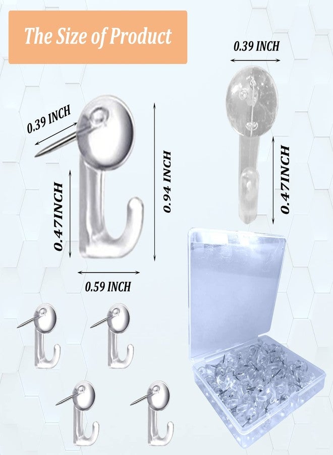Hovesty 50 PCS Push Pin Hooks, Plastic Heads Cork Board Hooks Decorative Thumb Tacks for Photo Wall, Bulletin Board, Home Wall, Home Office School Supplies (Clear) - Image 2