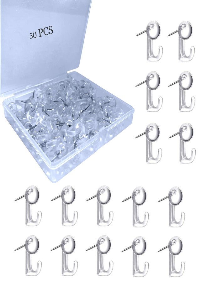 Hovesty 50 PCS Push Pin Hooks, Plastic Heads Cork Board Hooks Decorative Thumb Tacks for Photo Wall, Bulletin Board, Home Wall, Home Office School Supplies (Clear) - Image 1