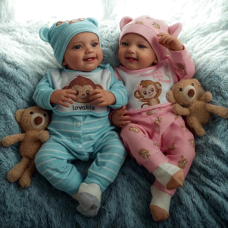 BABESIDE Reborn Baby Dolls Twins 20 inch Realistic Newborn Real Life Baby Boy Girl Dolls Lifelike Soft Vinyl and Cloth Body with Feeding Kit Gift Box for Kids Age 3 - Image 2