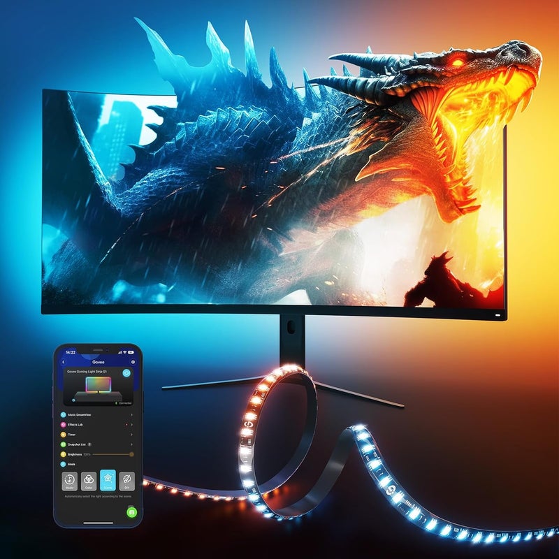Govee Gaming Light for Monitor G1 - RGBIC LED Backlight for 27-34 Inch PC with Color Matching and 123 Scene Modes - Image 1