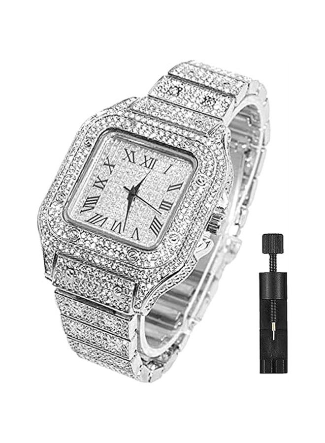 Diamond Watch Square Dial diamond-set steel band Roman scale fashion quartz watch Wristband Analog Wrist Watch for Men Women - Image 1