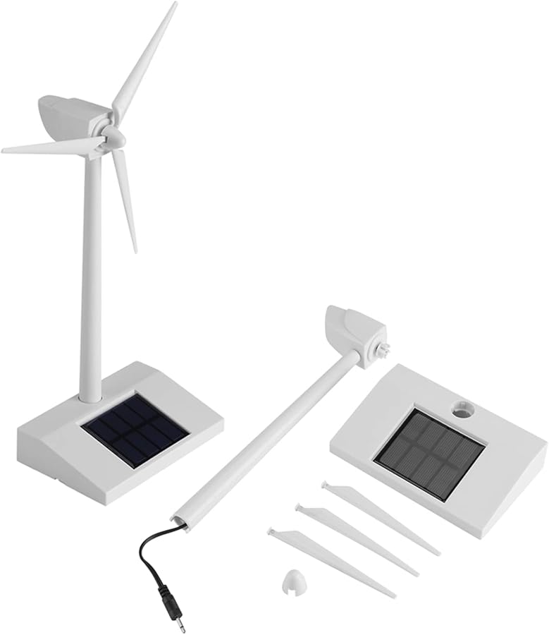 كيينسو لعبة طاحونة هوائية صغيرة تعمل بالطاقة الشمسية، تعليمية، لتزيين منزل الأطفال، مصنوعة من الأبيض ABS، مقاس 14×9×26 سم - Image 5