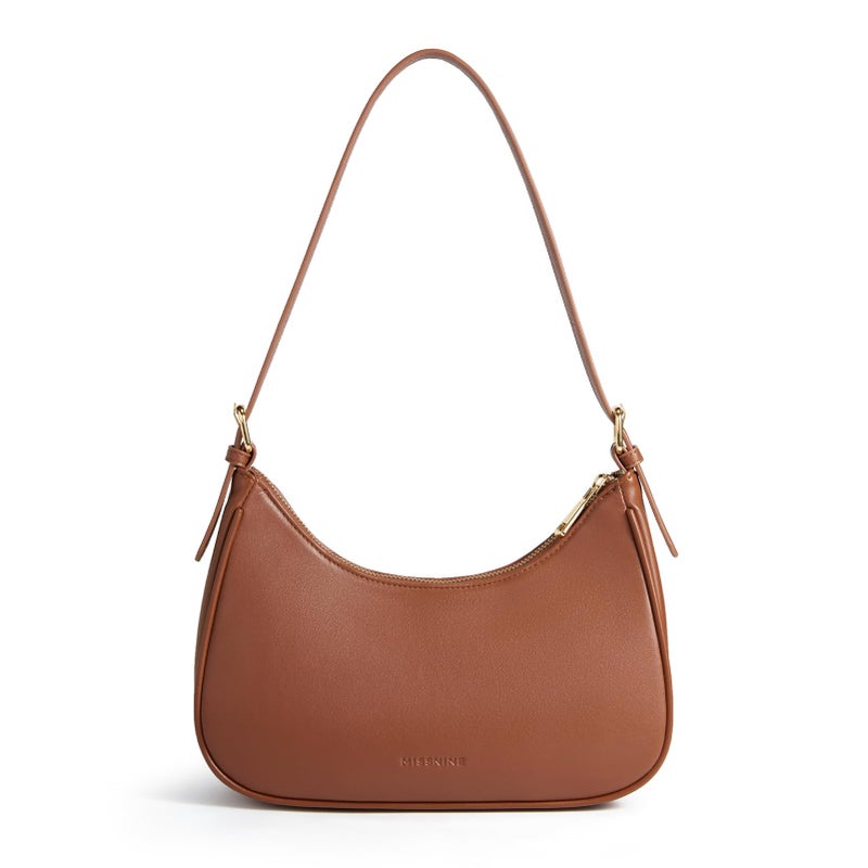 Missnine Purses for Women, Shoulder Bag Small Handbags Vegan Leather Underarm Bags Trendy Hobo Cute Clutch Purse with Adjustable Strap, Brown - Image 1