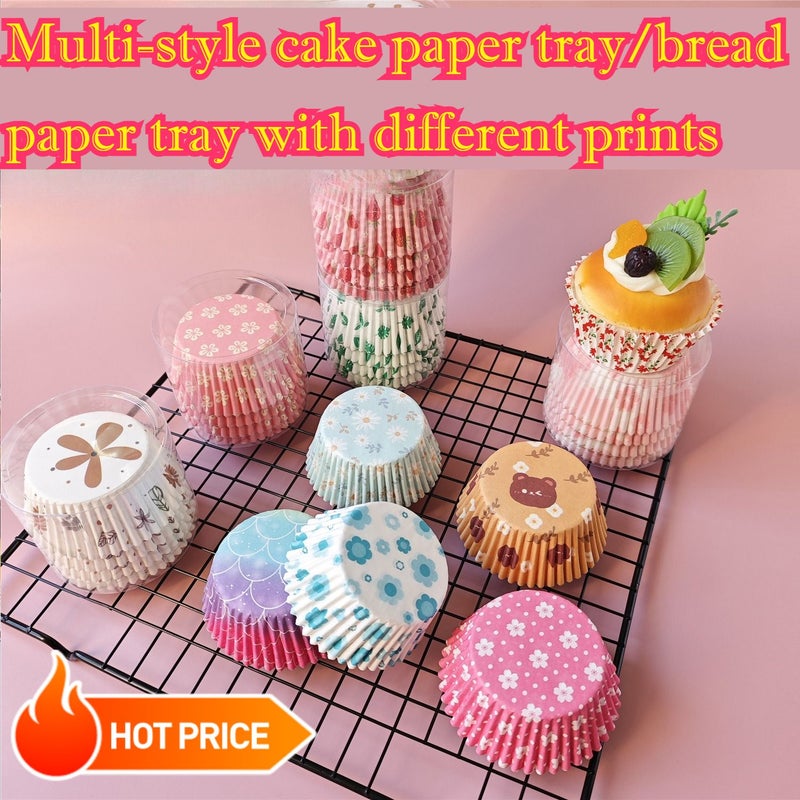 New Pink Grid 20pcs Medium Greaseproof Baking Paper Cup Muffin Tray - Image 1