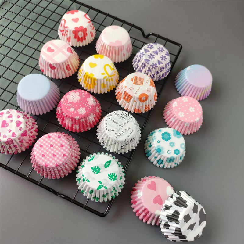 New Pink Grid 20pcs Medium Greaseproof Baking Paper Cup Muffin Tray - Image 5