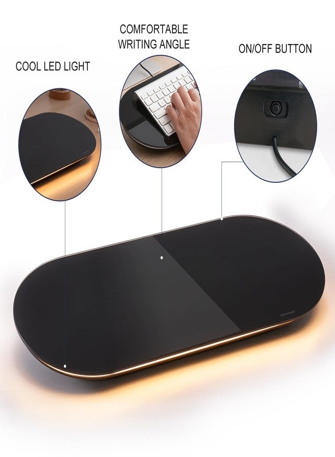 TSJ OFFICE Glass Desktop Whiteboard - 17 X 7 Inches Black Glass Dry Erase Board with Warm Light - Image 3