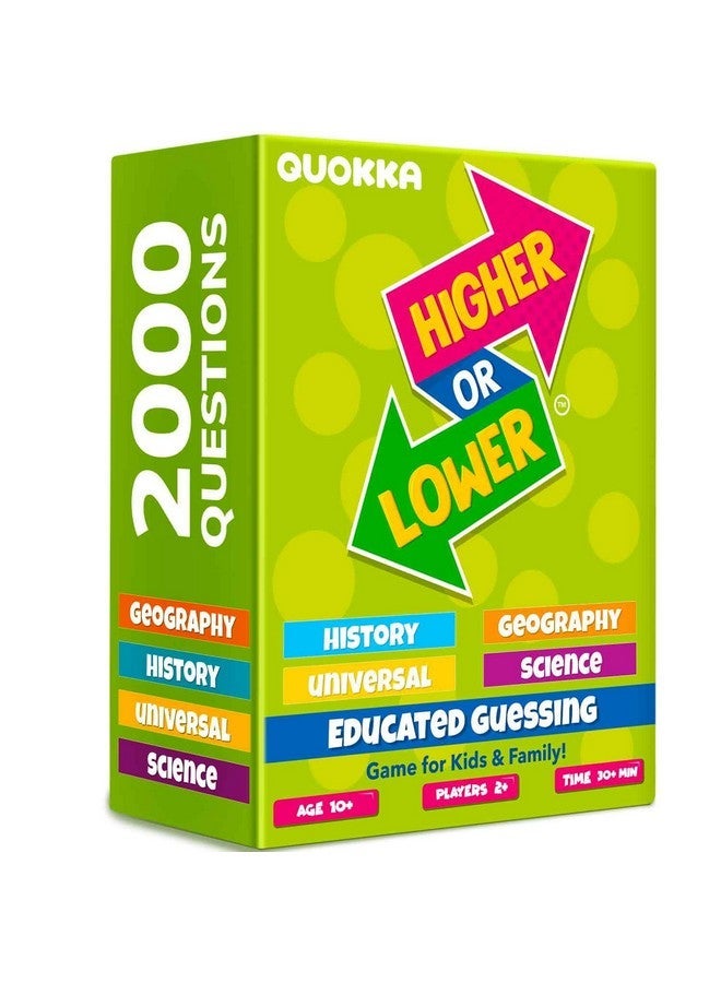 QUOKKA Trivia Board Games for Kids and Adults - Family Night Board Game Cards 4xSet Higher or Lower | Guess Fun Questions | Easy to Learn | 2 + Players - Challenge History, Science, Geography & More - Image 1