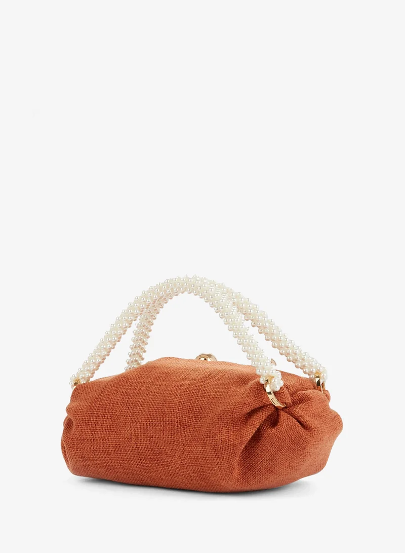 0711 Tbilisi Orange Small Nino Pearl Beaded Handle Tote Bag