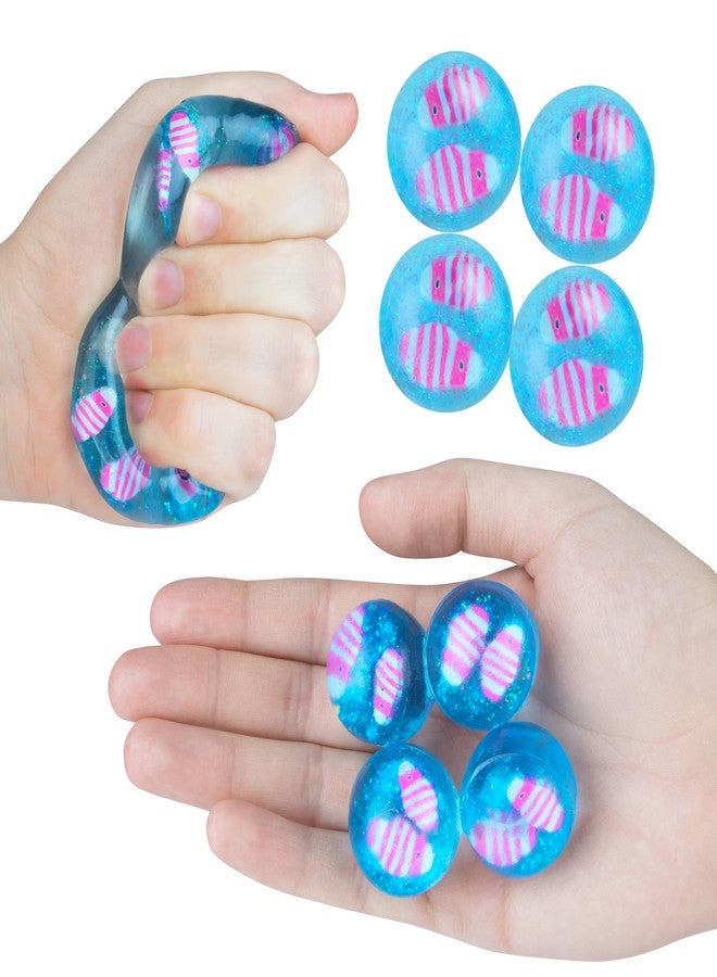 The Orb Factory ORB Tabalicious Aqua Bubbles TABA Squishy Fish Toys - 4 Cute, Sticky TABA Glitter Orbs with 2 Pink Fish Inside - Ocean Themed Stress Ball Squishies - Kawaii Sensory Fidget Toys for Kids and Adults - Image 3