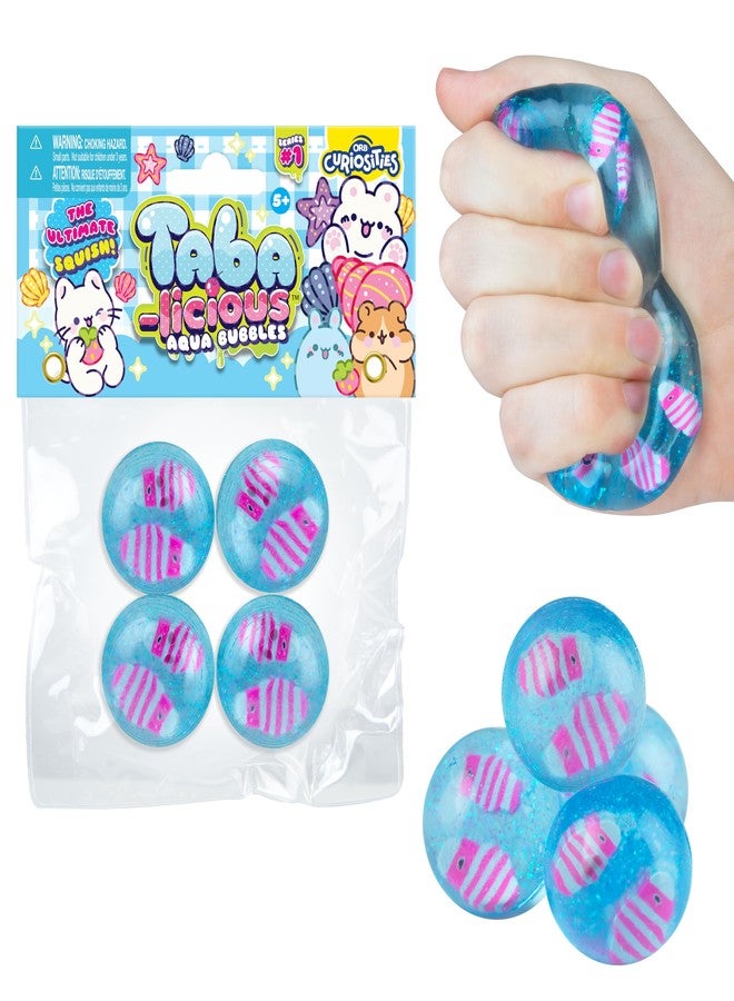 The Orb Factory ORB Tabalicious Aqua Bubbles TABA Squishy Fish Toys - 4 Cute, Sticky TABA Glitter Orbs with 2 Pink Fish Inside - Ocean Themed Stress Ball Squishies - Kawaii Sensory Fidget Toys for Kids and Adults - Image 2