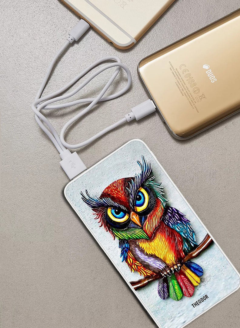 Theodor بنك طاقة فائق السرعة بسعة 10,000 مللي أمبير، صغير الحجم مع شحن سريع وتوصيل الطاقة، شاحن محمول لهواتف آيفون وأندرويد بتصميم بومة - Image 2