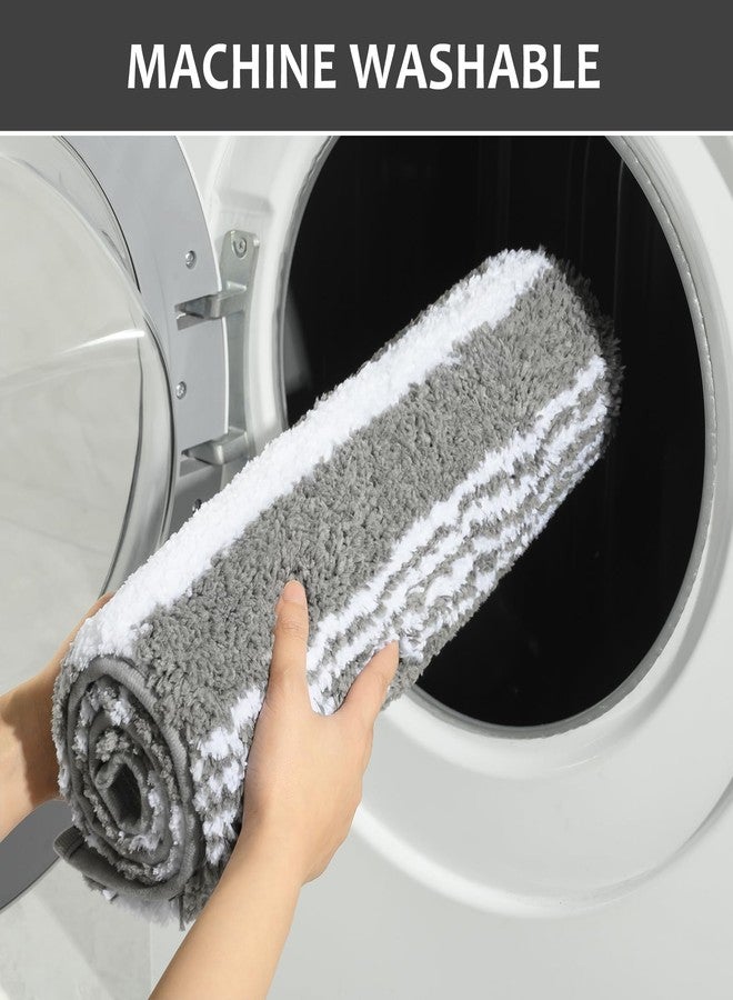 LOCHAS Long Bathroom Rugs Runner, 24" x 60" Large Bath Rug Non Slip Absorbent, Washable Microfiber Bathroom Mat Luxury Fluffy Soft, Shaggy Bath Mats for Shower Quick Dry, Grey - Image 4