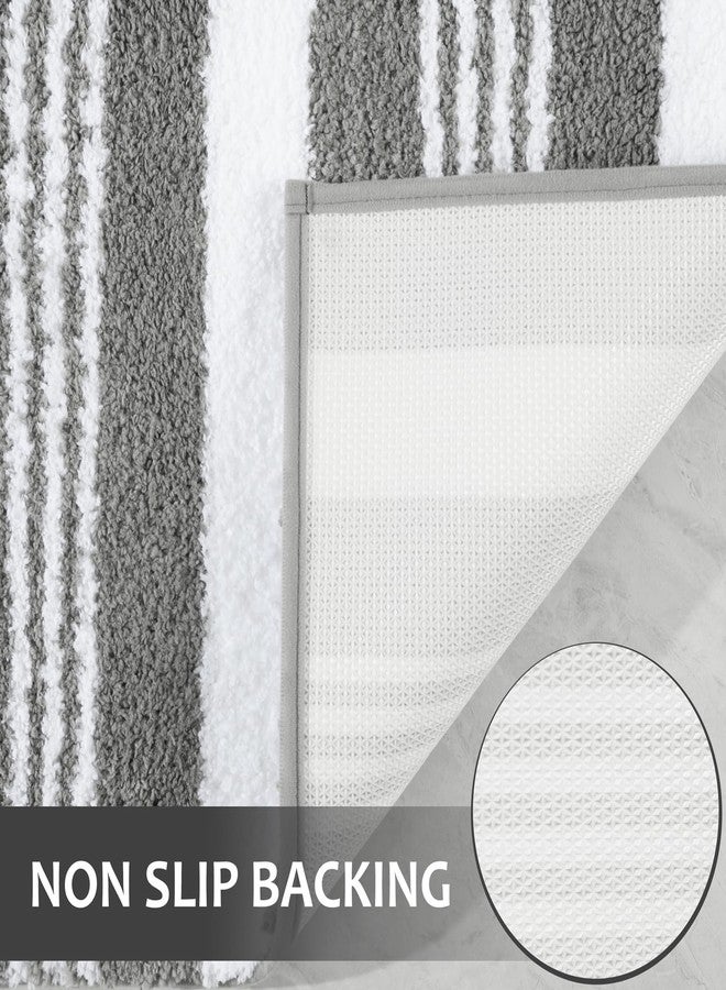LOCHAS Long Bathroom Rugs Runner, 24" x 60" Large Bath Rug Non Slip Absorbent, Washable Microfiber Bathroom Mat Luxury Fluffy Soft, Shaggy Bath Mats for Shower Quick Dry, Grey - Image 2