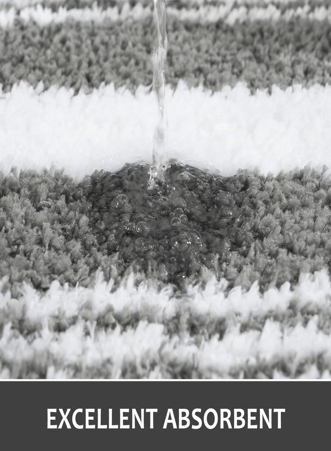 LOCHAS Long Bathroom Rugs Runner, 24" x 60" Large Bath Rug Non Slip Absorbent, Washable Microfiber Bathroom Mat Luxury Fluffy Soft, Shaggy Bath Mats for Shower Quick Dry, Grey - Image 3
