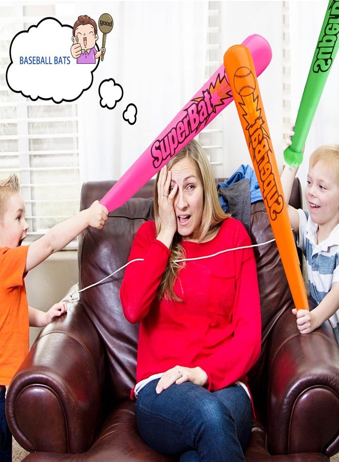 Sonarun 18 Pack 31.5 Inch Inflatable Baseball Bats Blow Up Baseball Bat Inflatable Toy Bat Inflates for Kids Carnival Birthday Baseball Theme Party Supplies, 6 Colors - Image 5