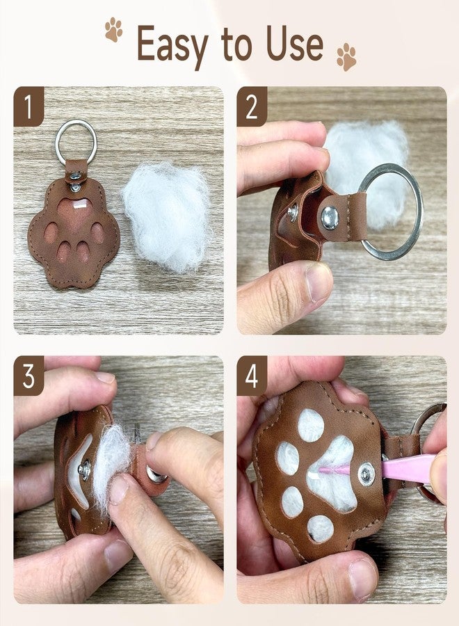 Xfopz 3 Pcs Dog Fur Storage Keychain, Cute Leather Paw Keychain Pet Hair Keepsake Keyring, Unique Memorial Collection Key Chain, Pet Memorial Gifts for Bag Purse Paw Charm Key Holder - Image 3