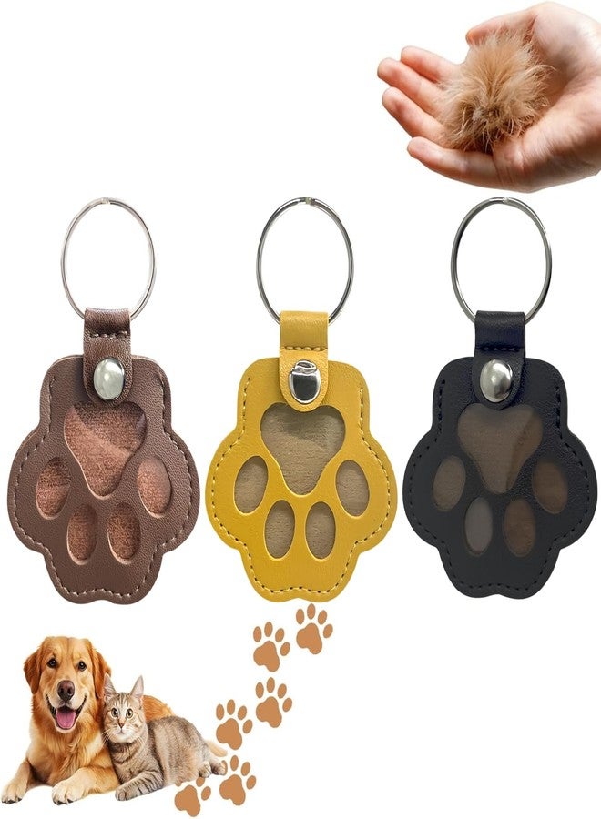 Xfopz 3 Pcs Dog Fur Storage Keychain, Cute Leather Paw Keychain Pet Hair Keepsake Keyring, Unique Memorial Collection Key Chain, Pet Memorial Gifts for Bag Purse Paw Charm Key Holder - Image 1