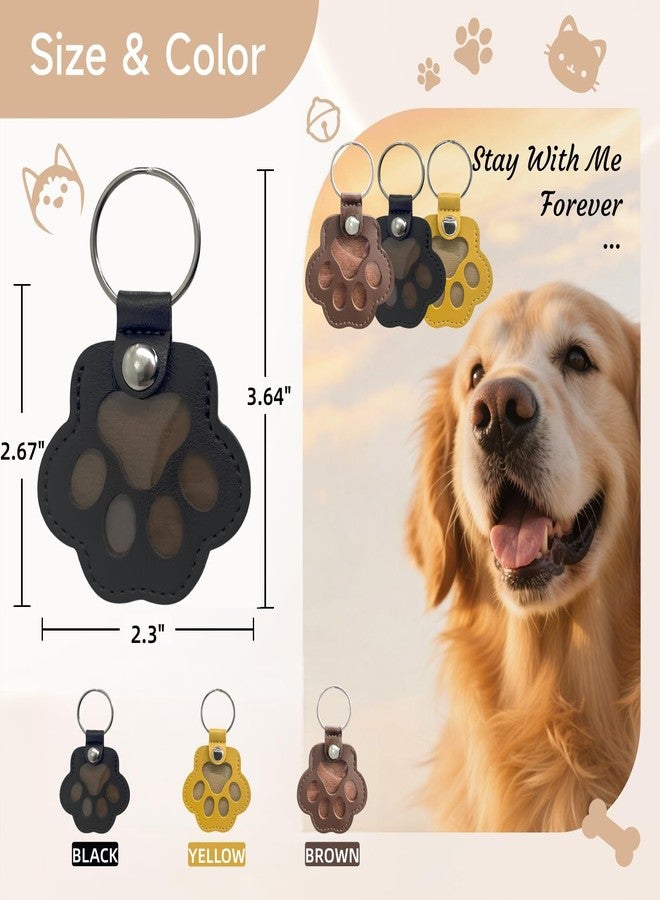 Xfopz 3 Pcs Dog Fur Storage Keychain, Cute Leather Paw Keychain Pet Hair Keepsake Keyring, Unique Memorial Collection Key Chain, Pet Memorial Gifts for Bag Purse Paw Charm Key Holder - Image 2