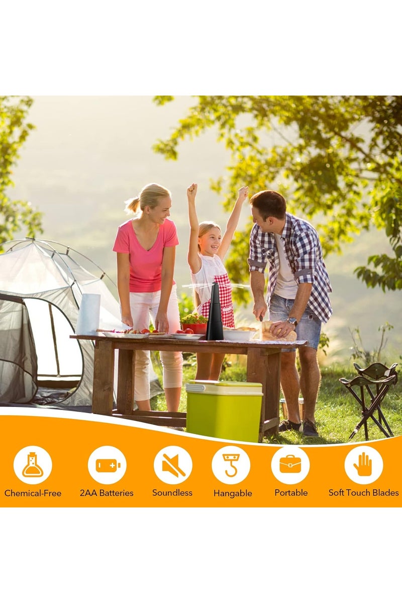 GNAFOTU Fly Fans for Tables,Table Top Fly Fan Fly Spinner with Holographic Blades, Batteries Powered for Picnic, Kitchen, Party, Restaurant, and BBQ - Image 2