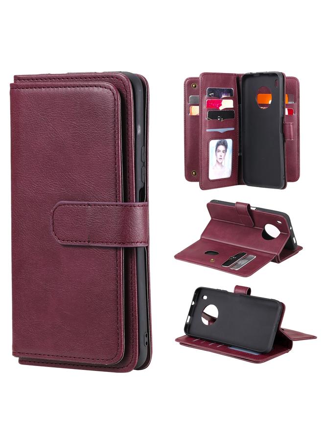 إيروريكس جراب لهاتف Huawei Y9a متعدد الوظائف بمشبك مغناطيسي نحاسي أفقي قابل للطي مصنوع من الجلد بلون سادة مع 10 فتحات للبطاقات ومحفظة وحامل وإطار للصور - Image 1