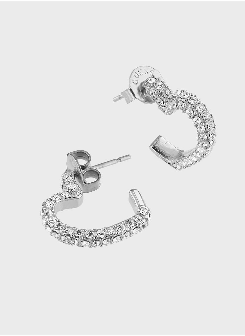 GUESS Jube05017Jwrht/U 17Mm Pave Heart Huggies  - Image 2