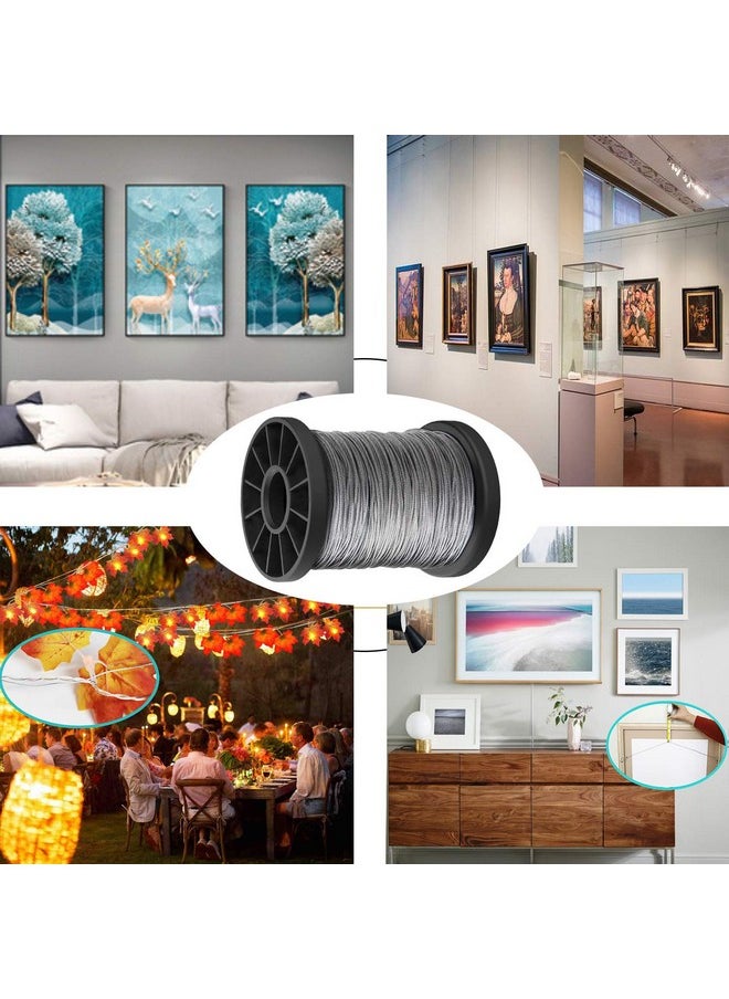 Cerpourt - Vinyl Coated Picture Hanging Wire 1.5Mm Up To 150Lbs 100 Feet(30.5M) Stainless Steel Picture Wire Spool With 40Pcs Aluminum Crimping Sleeves Heavy Wire For Hanging Picture Frame Artwork String Light - Image 1