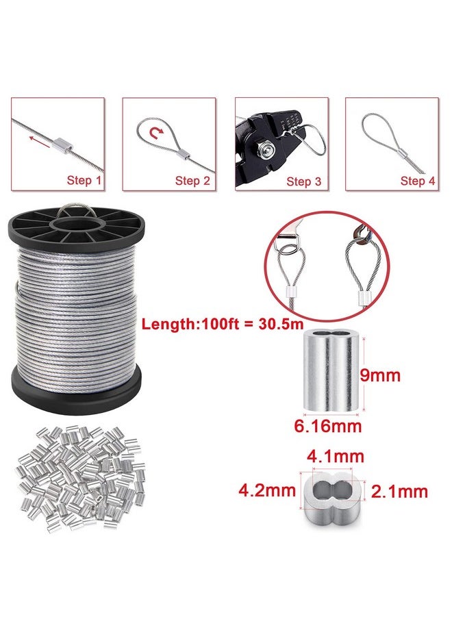 Cerpourt - Vinyl Coated Picture Hanging Wire 1.5Mm Up To 150Lbs 100 Feet(30.5M) Stainless Steel Picture Wire Spool With 40Pcs Aluminum Crimping Sleeves Heavy Wire For Hanging Picture Frame Artwork String Light - Image 1