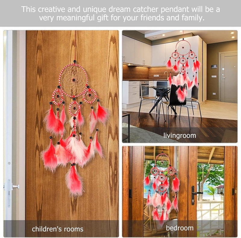 زينة تعليق على الحائط من نوع MAGICLULU Dream Catcher بريش، بألوان قوس قزح، ديكور منزلي إبداعي على طراز Boho لغرفة النوم والسيارة، منتج مصنوع يدويًا للحديقة والخارج - Image 4