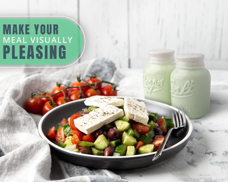 Comfify Mason Jar Salt & Pepper Shakers – Aqua Green Rustic Ceramic Kitchen Decor, Great for Farmhouse or Shabby Chic Homes - Image 5