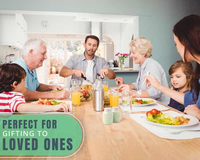 Comfify Mason Jar Salt & Pepper Shakers – Aqua Green Rustic Ceramic Kitchen Decor, Great for Farmhouse or Shabby Chic Homes - Image 4