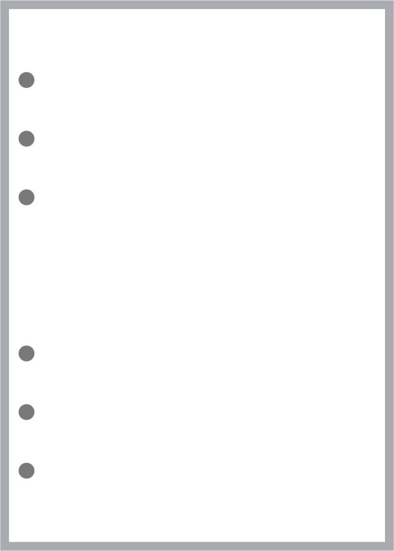 B6 Size Blank Sheets, Sized and Punched for 6-Ring B6 Notebooks by Filofax and Others. Sheet Size 4.9" x 6.9" (125mm x 176mm)