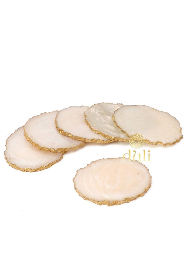 DULI Set of 6 Premium Resin Coasters Tea,Coffee Coasters (10 * 8 cm) (Cream) - Image 2