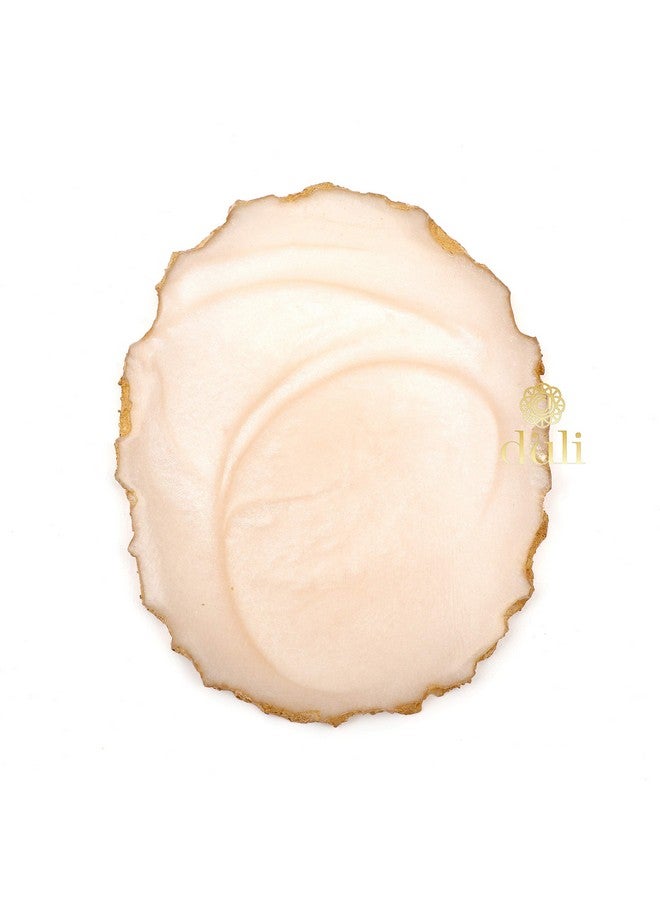 DULI Set of 6 Premium Resin Coasters Tea,Coffee Coasters (10 * 8 cm) (Cream) - Image 4