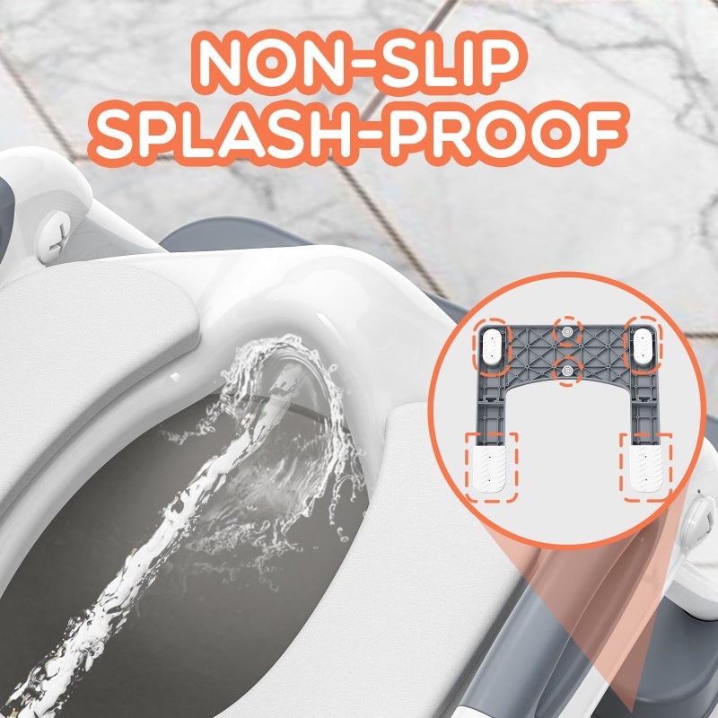 SKYROKU Potty Training Seat, SKYROKU Upgrade Toddler Toilet Seat for Kids, 2in1 Potty Training Toilet, Guard Anti-Slip Pad Step Stool,New Sector-Shape Stabilized Base and Heavier More Reliable (8899 Grey) - Image 4