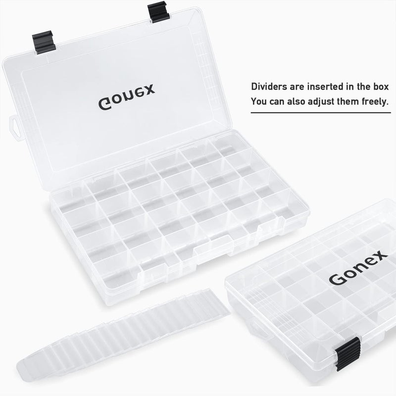 Gonex Fishing Tackle Boxes, 3600 3700 Tackle Trays with Adjustable Dividers, Clear Plastic Tackle Box Organizer Storage for Fishing Lure Bait Hook Jewelry Craft Beads Earring Container, 3 or 4 Packs - Image 3