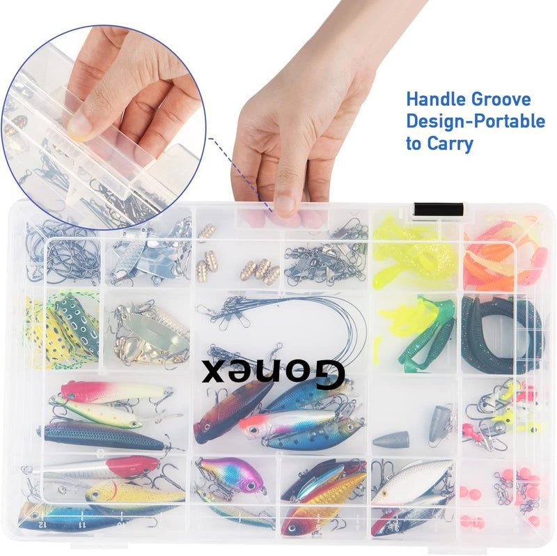 Gonex Fishing Tackle Boxes, 3600 3700 Tackle Trays with Adjustable Dividers, Clear Plastic Tackle Box Organizer Storage for Fishing Lure Bait Hook Jewelry Craft Beads Earring Container, 3 or 4 Packs - Image 5