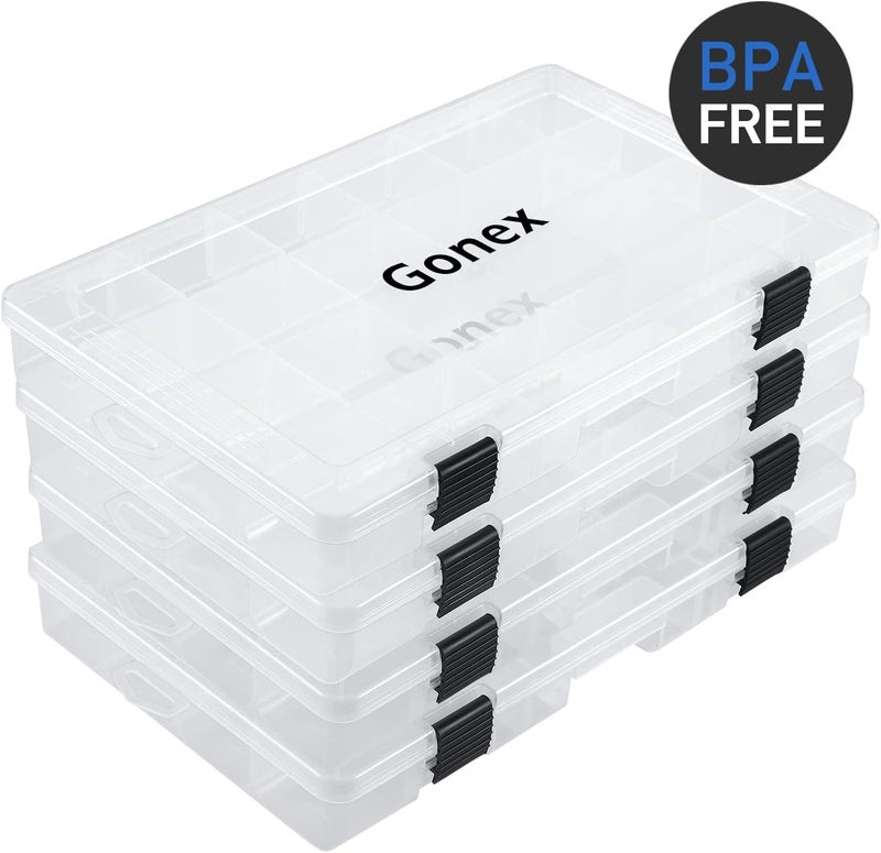 Gonex Fishing Tackle Boxes, 3600 3700 Tackle Trays with Adjustable Dividers, Clear Plastic Tackle Box Organizer Storage for Fishing Lure Bait Hook Jewelry Craft Beads Earring Container, 3 or 4 Packs - Image 4